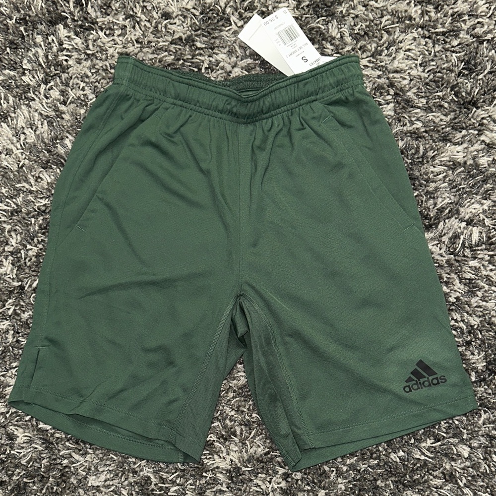 New Adidas Men's Dark Green Athletic Shorts